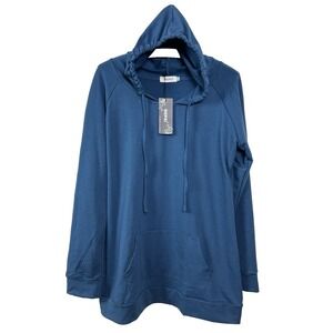 Bepei Hooded Top Women's Size XL Front Hand Pocket Cotton Poly Blend Blue A48